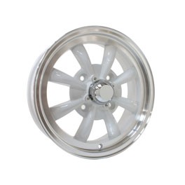 Wheel, SSP GT 8 Spoke White/Polish Lip, 4/130-5.5x15 - ET30 Wheel, SSP GT 8 Spoke White/Polish Lip, 4/130-5.5x15 - ET30