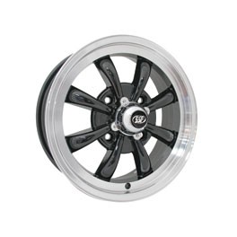 Wheel, SSP GT 8 Spoke, Black/Polish Lip 4/130 - 5.5x15-ET30 Wheel, SSP GT 8 Spoke, Black/Polish Lip 4/130 - 5.5x15-ET30