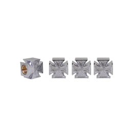 Valve Cap Set, Iron Cross, Chrome, Plastic