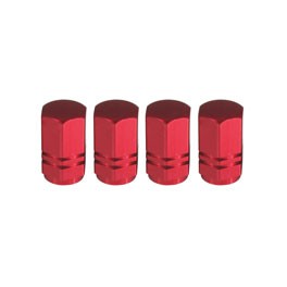 Valve caps, red alloy, set of 4