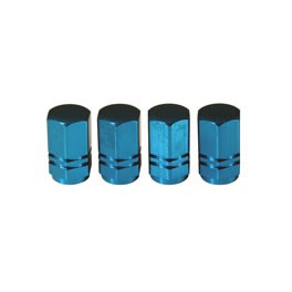 Valve caps, blue alloy, set/4 Valve caps, blue alloy, set/4