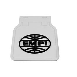EMPI mudflaps, T1, white w/black logo inc hardware