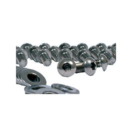 Tin screws, s/steel "buttons"
