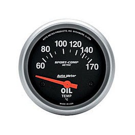 Oil temp gauge, 2 5/8", S/Comp, 60-170deg C with sender* Oil temp gauge, 2 5/8", S/Comp, 60-170deg C with sender*