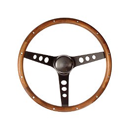Steering Wheel Wood 13.5" Classic Bk Black Spoke 3 3/4" Dish