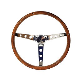 Steering Wheel Wood 15" Classic Chrome spoke 4 1/8" Dish
