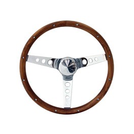 Steering Wheel Wood 13.5" Classic Chrome spoke 3 3/4" Dish