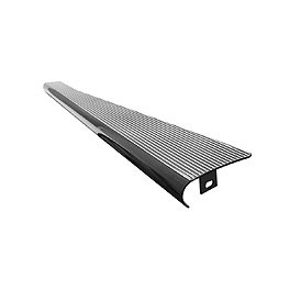 Running Boards, Alloy, Gloss Black with Polished Ribs, Pair