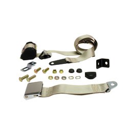 Seat belt front chrome inertia ivory BS std and before12/71 ON