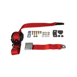Seat belt front chrome inertia red BS std use up to12/71
