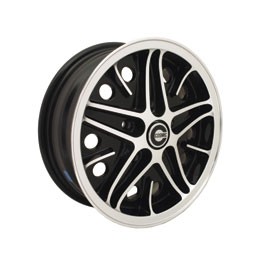 Wheel, SSP Cosmic, Black & polished, 5/130 5.5"x15", ET25 Wheel, SSP Cosmic, Black & polished, 5/130 5.5"x15", ET25