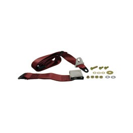 Seat Belt, 3pt Static, Chrome Buckle, All Webbing, Burgundy
